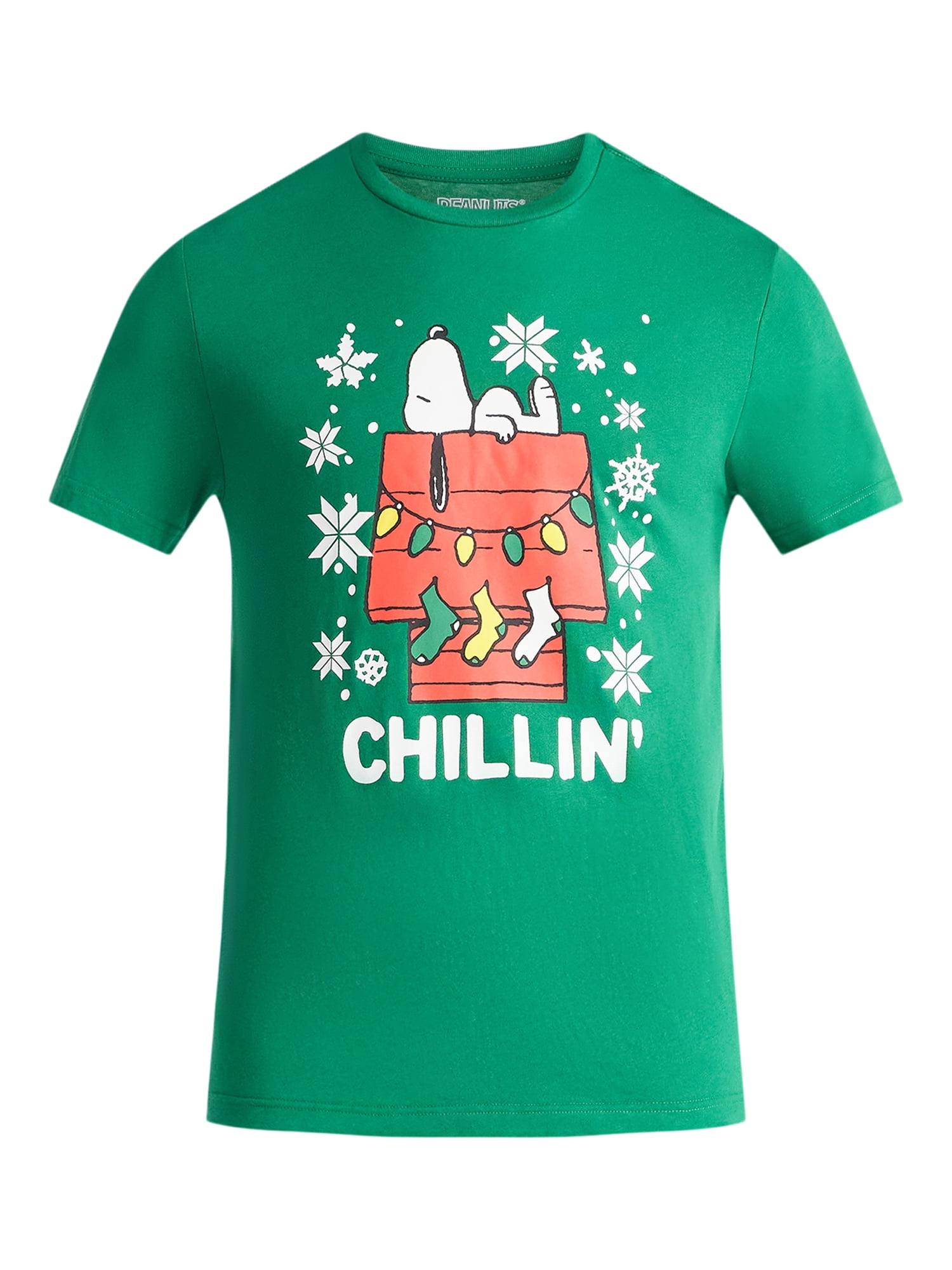 Snoopy Chillin Men's and Big Men's Christmas Graphic Tee, Sizes XS-3XL
