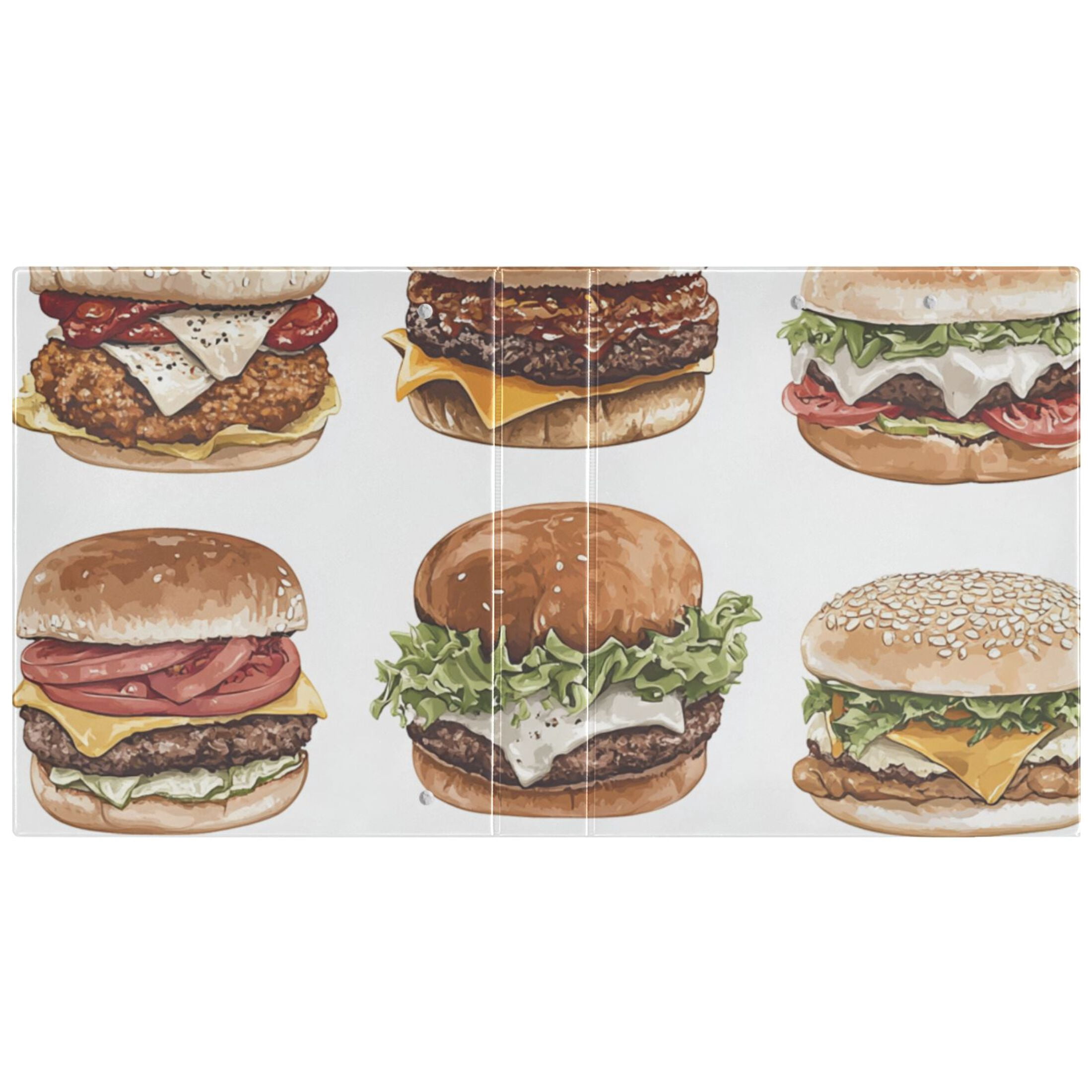 Delicious Hamburgers 3 Ring Binders 1.5 inch Hardcover File Folders with Interior Pockets A4 Size Organizer for School Office Hospital Set of 2