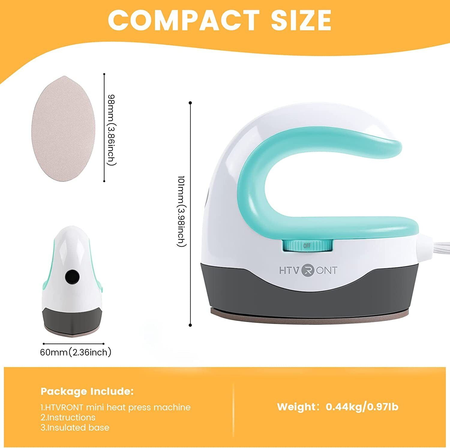 HTVRONT 2nd Green Heat Press Machine Portable Press Machine Iron Press for T-Shirt Heating Transfer