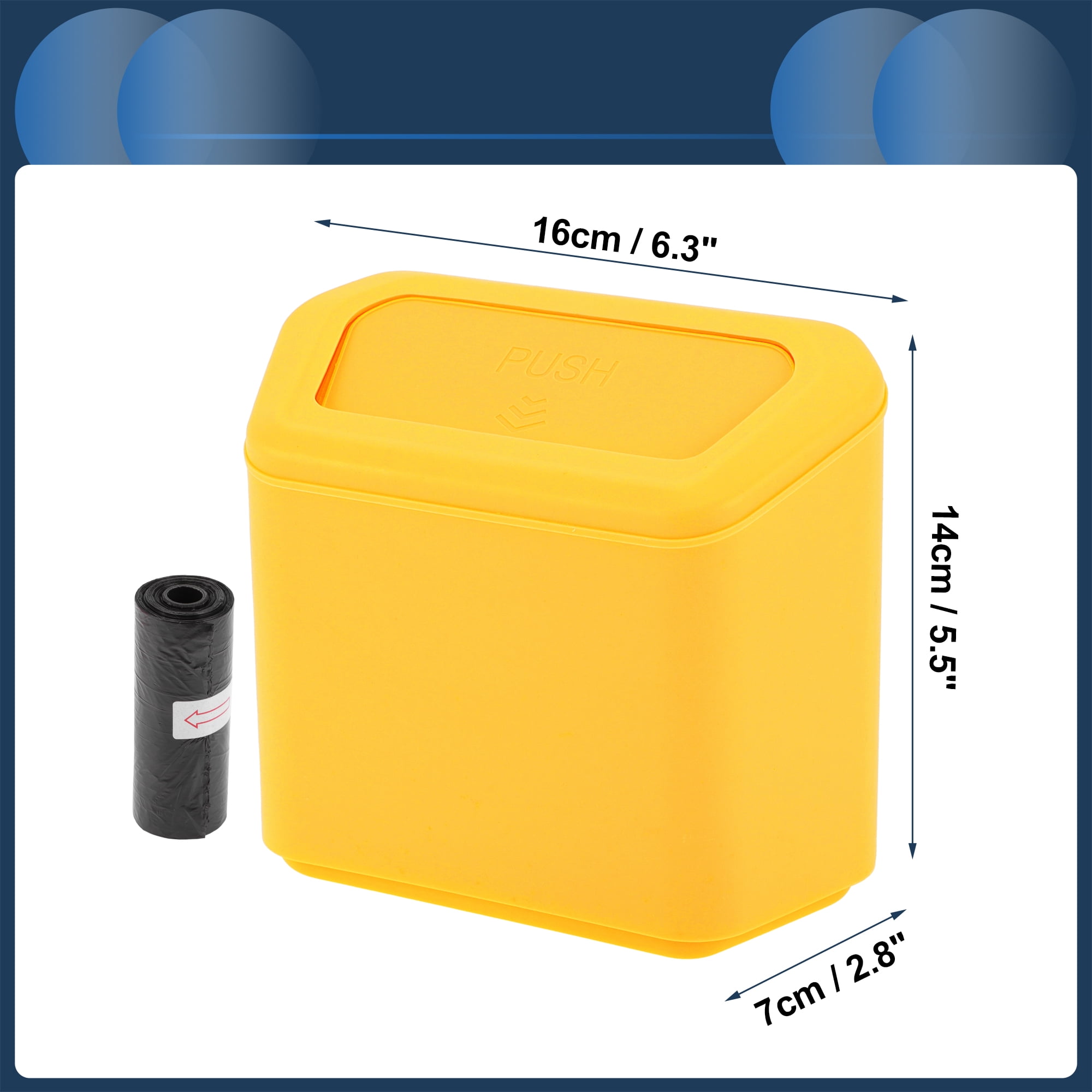 Unique Bargains Car Trash Can Door 6.3x2.8x5.5in Auto Bin Plastic Yellow