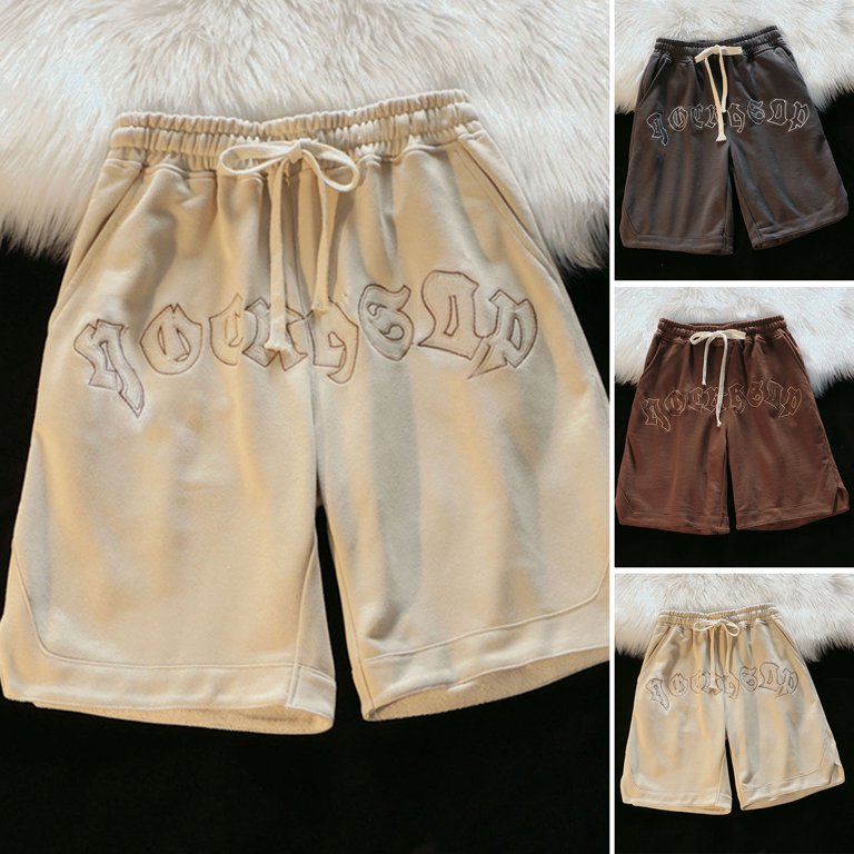 High Streetwear Men's Elastic Waist Shorts Pant Embroidery Logo