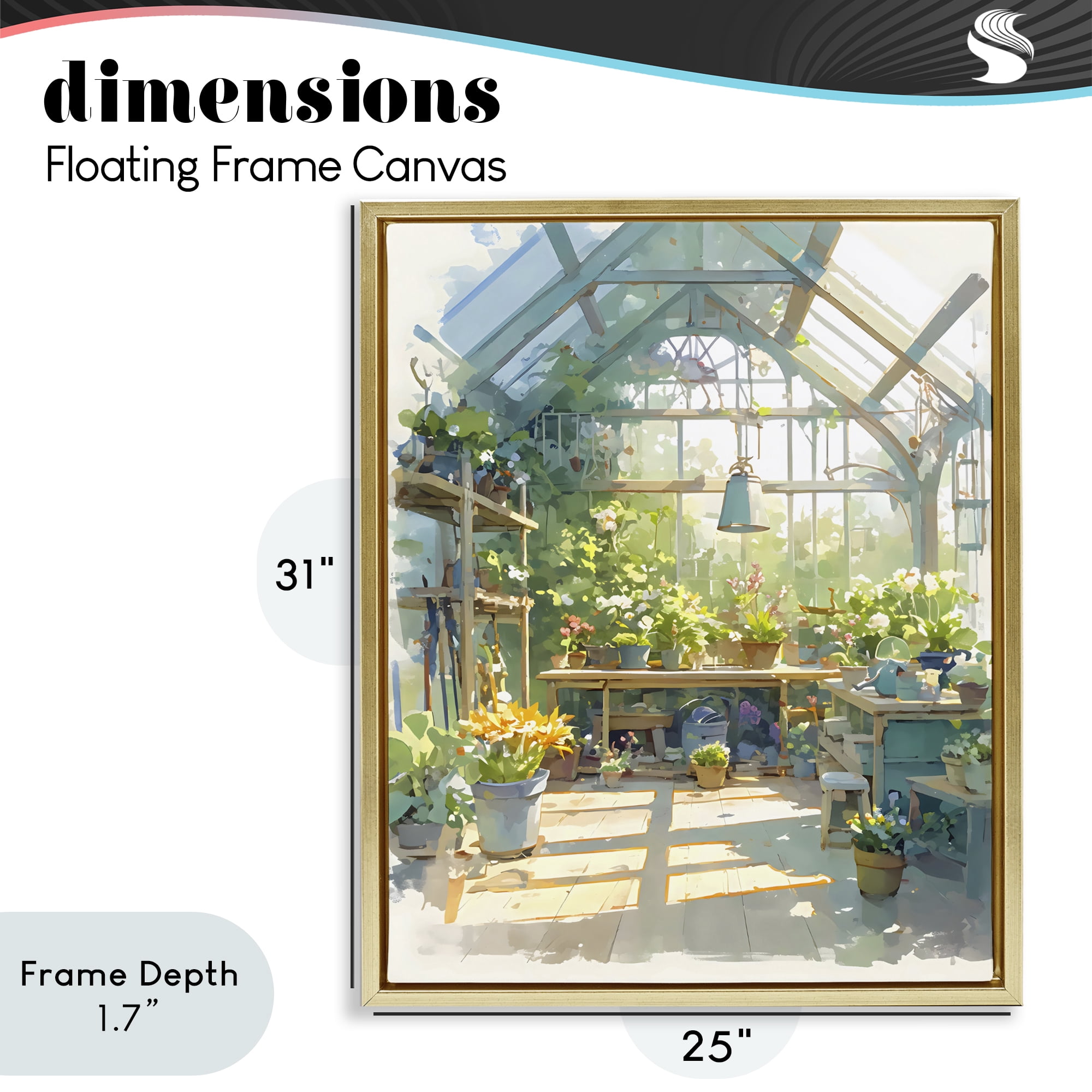 Stupell Industries Sunlit Greenhouse Plant Sanctuary Gold Framed Floater Canvas Wall Art, design by Creative Studio