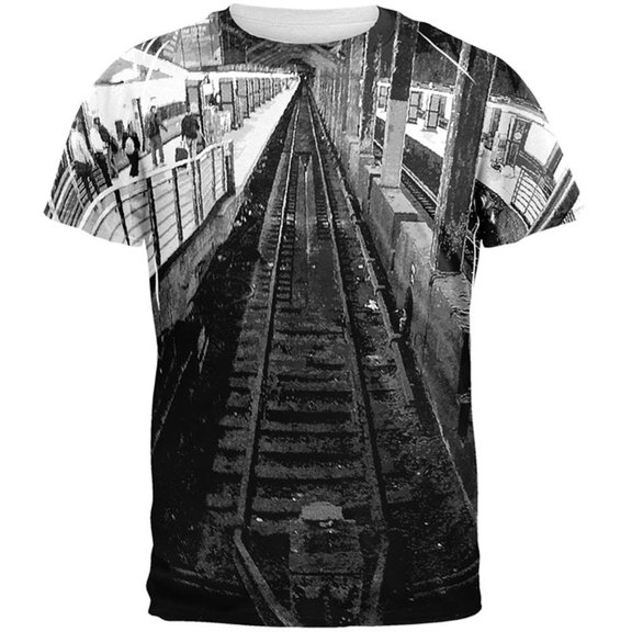 Grand Central Track All Over Adult T-Shirt - 2X-Large