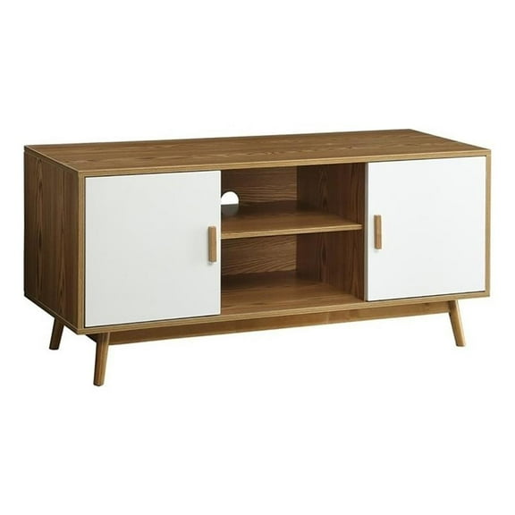 Allora Mid-Century Wood TV Stand for TVs up to 46" in White/Natural