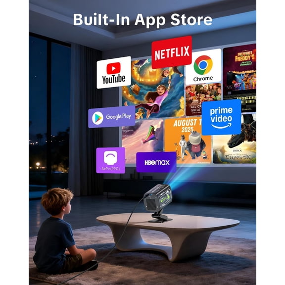 Projector with Built-in Apps, WiFi  Portable Projector for Home Outdoor Bedroom
