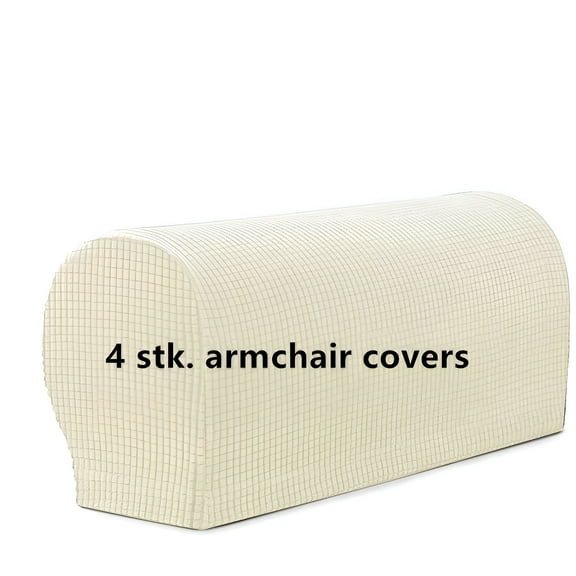 4pcs Removable Arm Chair Protector Armchair Covers Armrest Stretch for Sofa Couch Ivory White