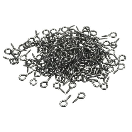 

300 Pack Small Screw Eye Hooks Mini Eyelets Screws 5.5x12x1.2mm Dark Gray