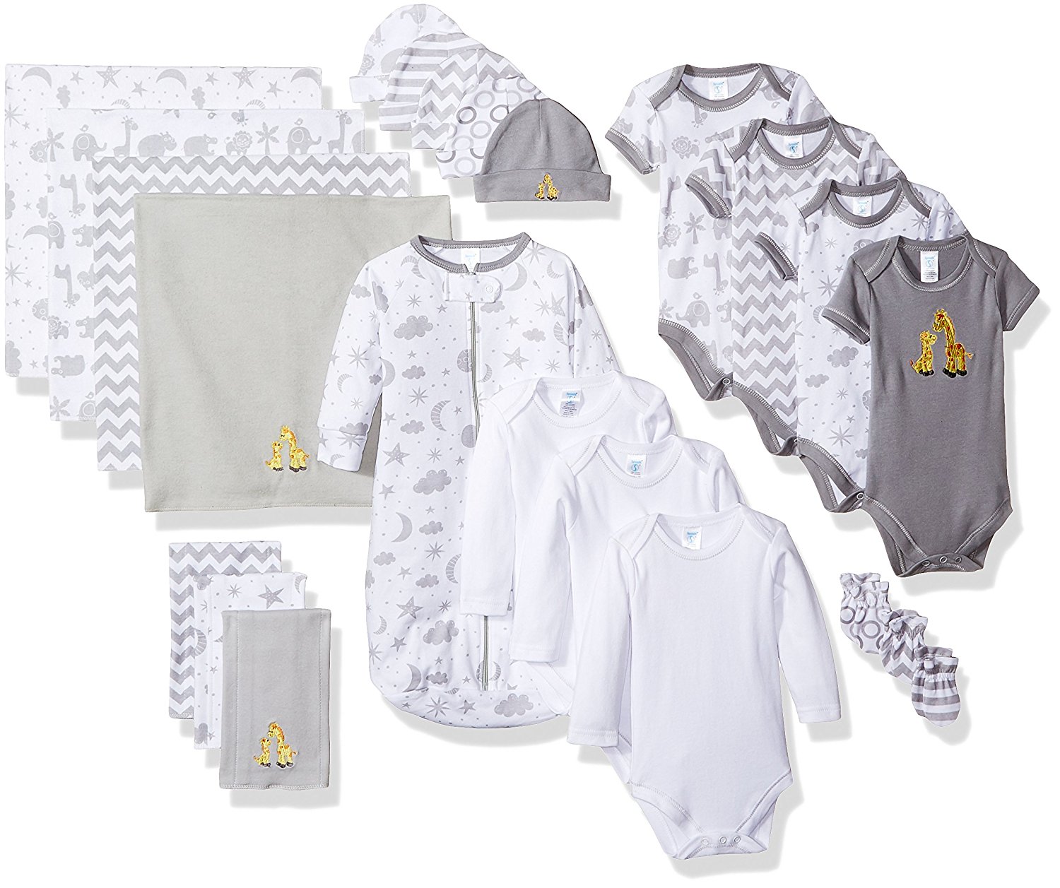 Spasilk Baby 23-Piece Essential Layette Set for Newborns, Gray