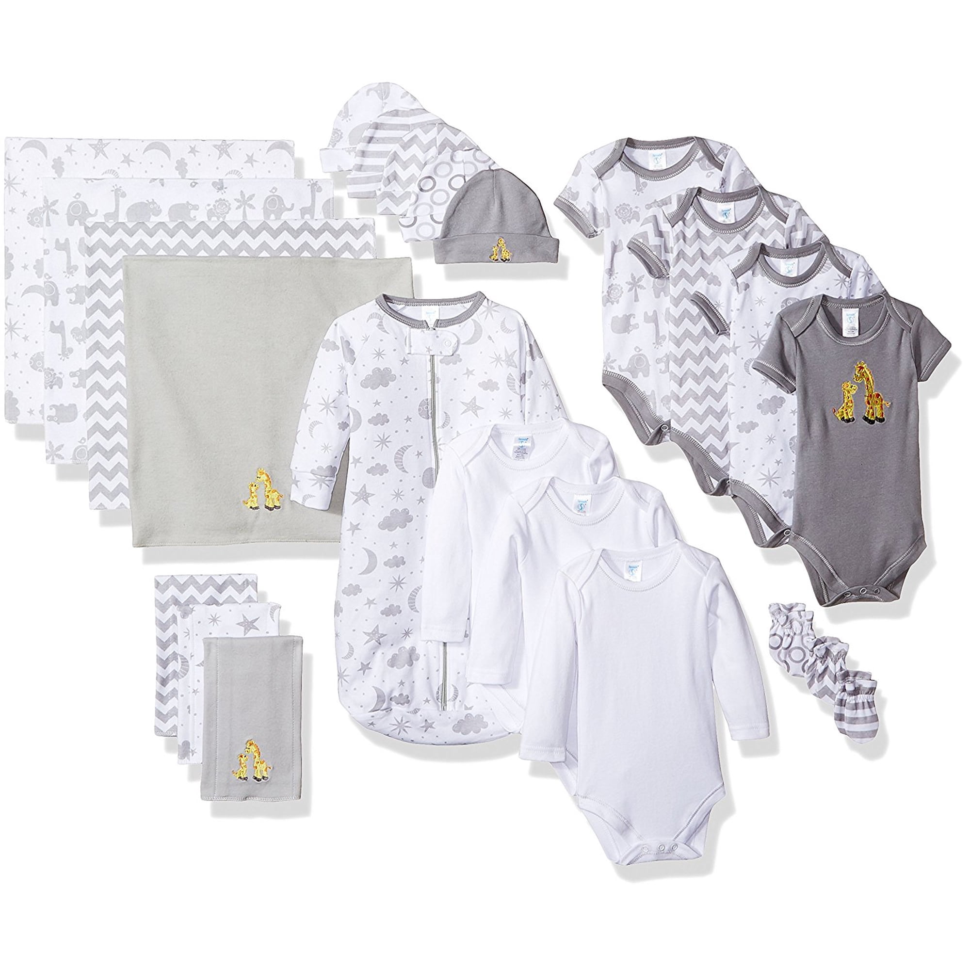 Spasilk Baby 23-Piece Essential Layette Set for Newborns, Gray