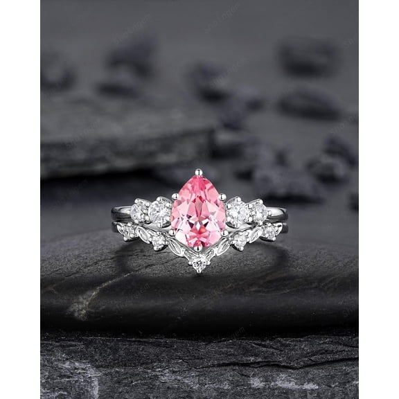 Pear Pink Sapphire Ring: 925 Sterling Silver, Ceylon Gemstone