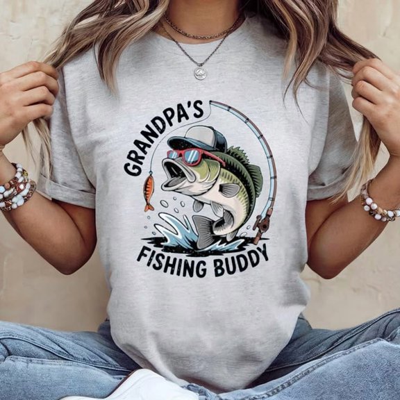 Grandpa Fishing Buddy Bass Fisherman T-shirt Sizes S-5XL