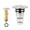 thumbnail image 2 of Hair Catcher Bathroom Sink Stopper | Removable Stainless Steel Basket Filter | Brass Core Durable Design | Fits 1.18" Sink Holes | Includes 1 Drain & 1 Spare Ring | Easy Install & Clean | Bounce Type, 2 of 6