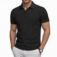 thumbnail image 2 of NOLDARES Mens Slim Fit Ribbed Polo Shirt Textured Knit Summer Golf Vacation Shirt(Black,M), 2 of 9