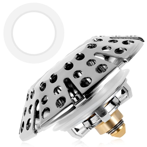 Tub Stopper Pop Up Bathtub Drain Plug Brass Tub Drain Stopper with Cover Tub Drain Strainer Rustproof Bathroom Drain Plug with Strainer for 1-2/5 to 1-5/6inch Drain Hole