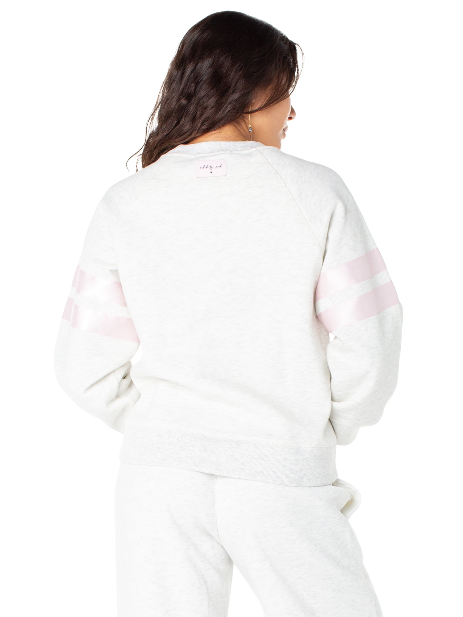 Celebrity Pink Women's Satin Stripe Crew Neck Sweatshirt, Sizes XS-XXXL