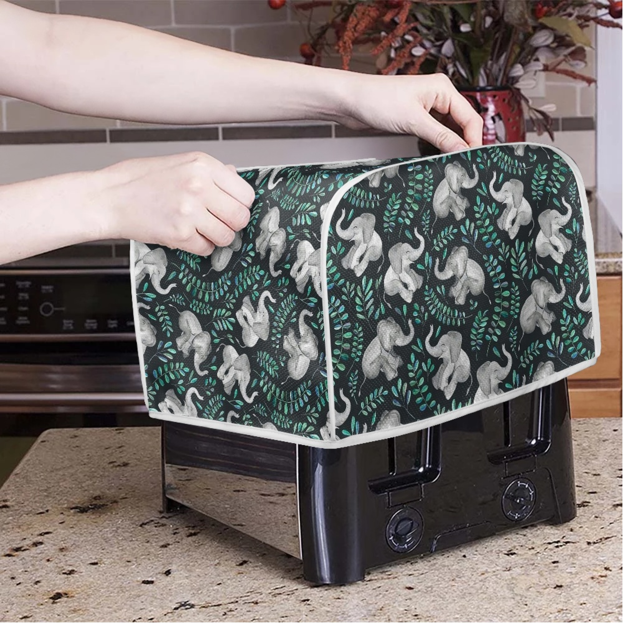  Xhuibop Cow Print Toaster Cover 4 Slice Bread Maker