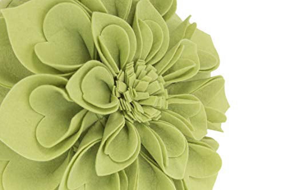 Fennco Styles Handmade 3D Heart-Shaped Petals Flower Decorative Throw Pillow Cover 13 Inch Round - Lime Floral Pillow Case for Couch, Home Décor, Bedroom Décor and Holiday, Housewarming Gift