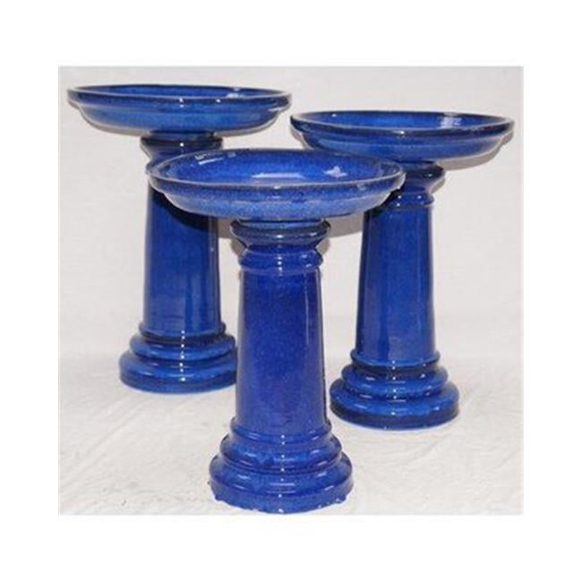 World Source Partners 0920ES Ceramic Bird Bath , Cobalt Blue
