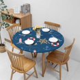 thumbnail image 4 of Sailing Round Tablecloths Elastic Edged Anchor Helm Lifebuoy Lighthouse Bird Nautical Navy Blue Washable Reusable Tablecloths for Kitchen Party 40-44 inch, 4 of 6