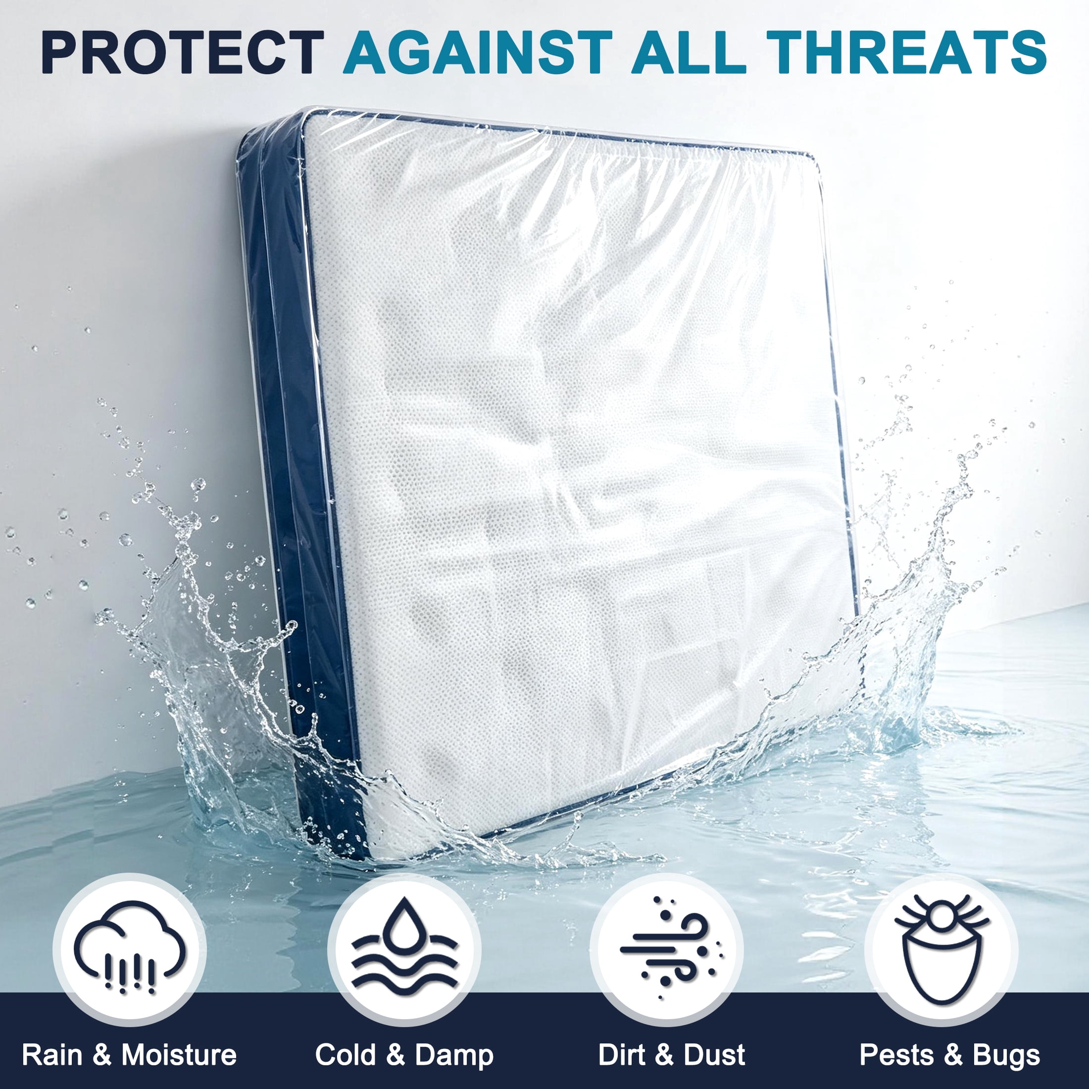 GARITIN Mattress Bags for Moving,1 Pack 90.5" x 90.5" Moving & Storage Bag for Queen King California King,1.5 MIL Plastic Mattress Bag