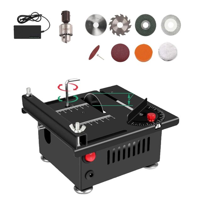 Huanglei Mini Mul.ti Functional Table Saw Mini Table Saw For Crafts Mini Table Saw For Wood Cutting Adjustable Portable Mini Table Saw For Wood Cutting