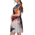 thumbnail image 2 of Naloa Sunset Ocean Watercolor Dolphin Print Womens Summer A-Line Dress with Pockets,Short Sleeve Dresses,Flowy Beach Swing Dress for Vacation Travel, 2 of 6