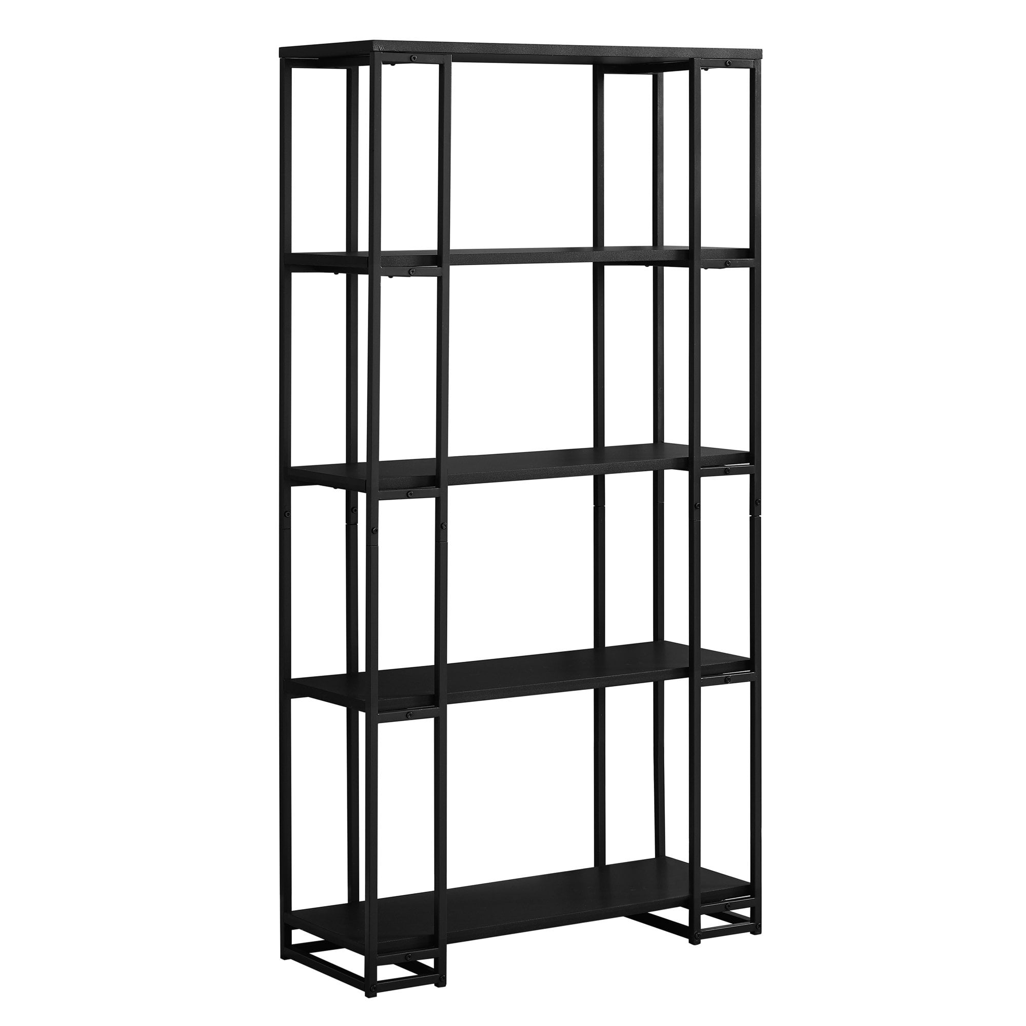 Bookcase 60 H Black Metal, Black Iron Bookcase With Doors