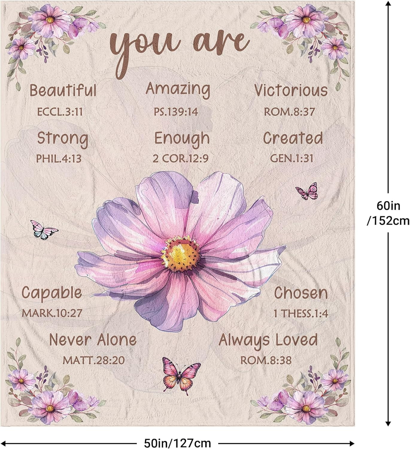 Gifts for Christians, Christian Gifts for Women, Gifts for Catholic Women, Christian Blanket with Flowers, Inspirational Religious Spiritual Gifts Blanket