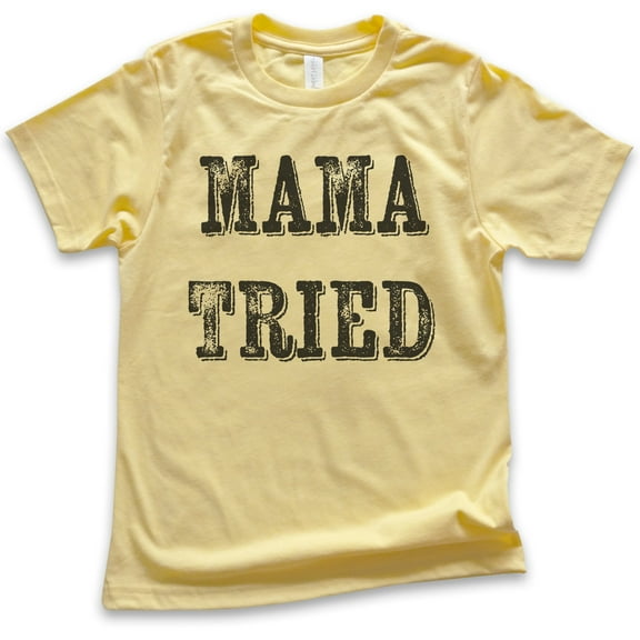 Kids Mama Tried T-shirt, Youth Kids Boy Girl T-Shirt, Southern Girl Shirt, Wild Child Shirt, Wild Girl Shirt, Yellow, Medium