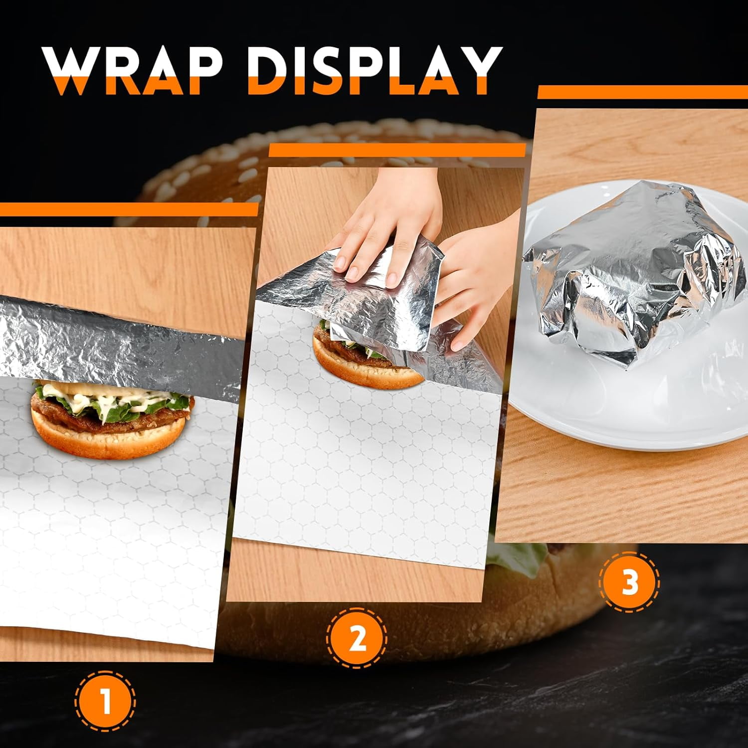 Pre-Cut Insulated Foil Sandwich Wrap Sheets Grease-Resistant for Hot Food (14" x 16",100 PCS)