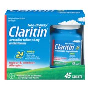 (2 pack) (2 pack) Claritin 24 Hour Non-Drowsy Allergy Relief Tablets,10 mg, 45 Ct