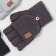 thumbnail image 3 of Invierno Mujer Chica Tejer Grueso Cálido Guantes Sin Dedos Gris Zulema guantes sin dedos, 3 of 5