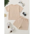 thumbnail image 3 of Niusricy Kids Boy Summer Outfits 2T 3T 4T 5T 6T Toddler Baby Short Sleeve T-Shirt Letter Embroidery Tops + Pocket Shorts Set Little Boys Fashion Comfy Casual 2Pcs Daily Clothes for Vacation, 3 of 8