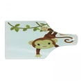 thumbnail image 1 of Cartoon Cutting Board, Monkey Hanging on Liana Playful Safari Character Mascot, Decorative Tempered Glass Cutting and Serving Board, Wine Bottle Shape, Brown Green Pink, by Ambesonne, 1 of 1