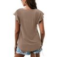 thumbnail image 5 of Fesfesfes Shirts for Women Casual Round Neck Short Puff Sleeve Solid Color Pullover Blouse T-shirt Tops Loose Fit Womens Short Sleeve Workout Tops 10(XL), 5 of 7