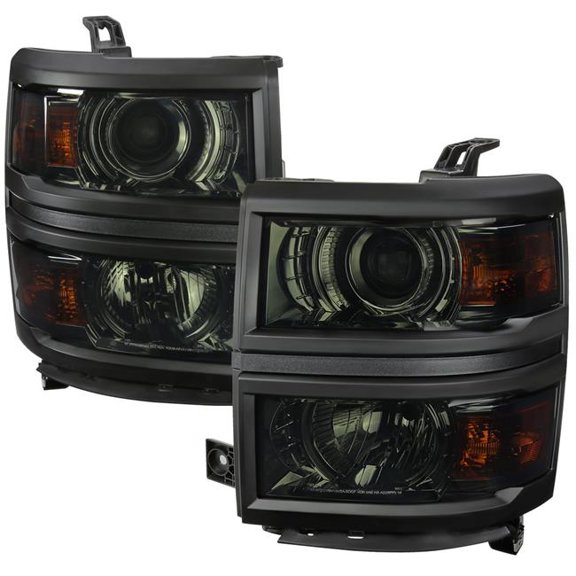 Projector Headlight with Amber Corners & Clear Housing with Smoked Lens & Black Trim for 2014-2015 Chevy Silverado 1500