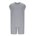 thumbnail image 5 of Stamzod Men Short Sets Outfits 2 Piece Fashion Solid Color Sleeveless Tank Tops and Shorts Casual Loose Plus Size Summer Outfits for Men Dark Gray XL, 5 of 6