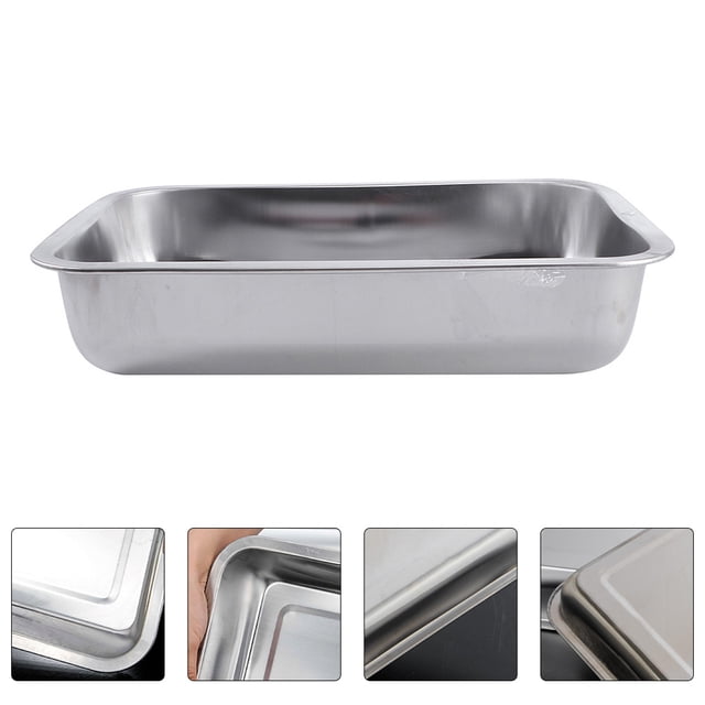 OUNONA 1Pack Stainless Steel Meal Tray Rectangular Dish Silver for Kitchen Organization for Households Families