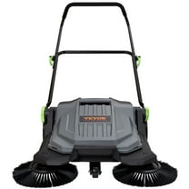 HCY Walk-behind Hand Push Floor Sweeper, 25.6" Sweeping Width Floor Sweeper Manual Non-Electric, 5-Gallon Waste Container, Angle & Height Adjustable Folding Handle for Walkway, Yard, Garage, Patio
