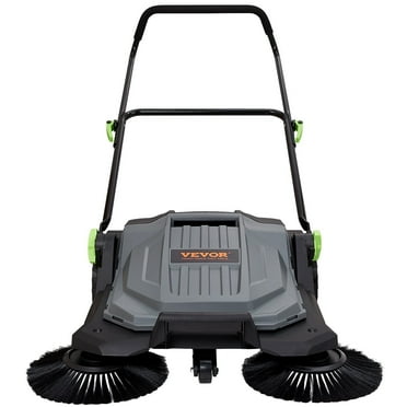 HCY Walk-behind Hand Push Floor Sweeper, 25.6" Sweeping Width Floor Sweeper Manual Non-Electric, 5-Gallon Waste Container, Angle & Height Adjustable Folding Handle for Walkway, Yard, Garage, Patio