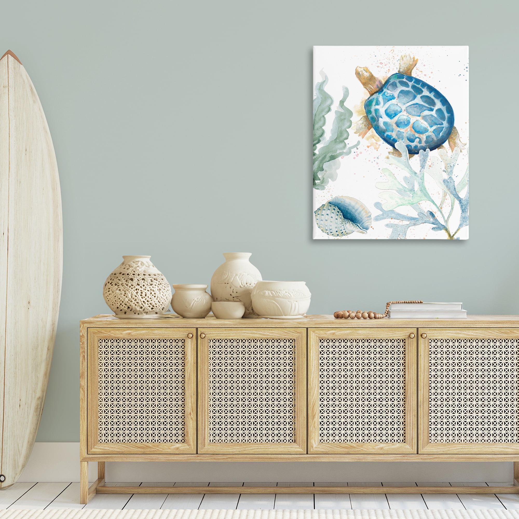 Stupell Industries Speckled Turtle & Coral Animals & Insects Painting Gallery Wrapped Canvas Art Print Wall Art, 30 x 40