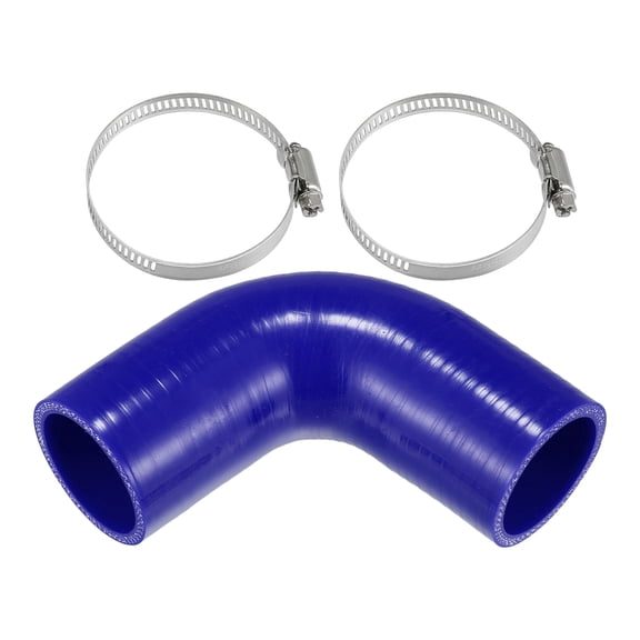 Unique Bargains 1 Set 48mm 1.89" ID 100mm 3.94" Length 90° Blue Car Silicone Hose Coolant Hose with Clamps Universal