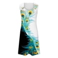 thumbnail image 4 of Penkiiy Robes de Printemps pour Femmes 2024 Décontractées Imprimées Amples Couleur Unie Col Rond Tempérament Élégantes Robes Dos Nu S Multicolore, 4 of 5