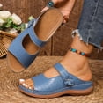 thumbnail image 3 of Slip On Wedge Sandals for Women Comfortable Open Toe Mules Adjustable Walking Platform Slides for Summer Travel Blue Size 8, 3 of 6