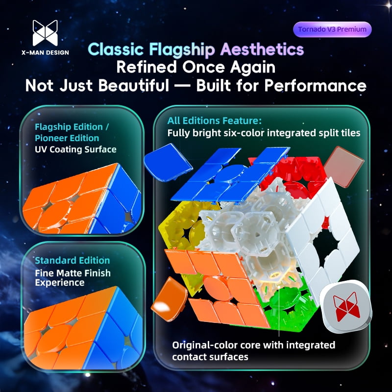 QiYi X-Man Tornado V3M 3x3 Premium  Pioneer UV Magic Cube Magnetic Speed Cube QY 3x3   Stickerless  Magic Cube Pioneer Version Puzzle Cube
