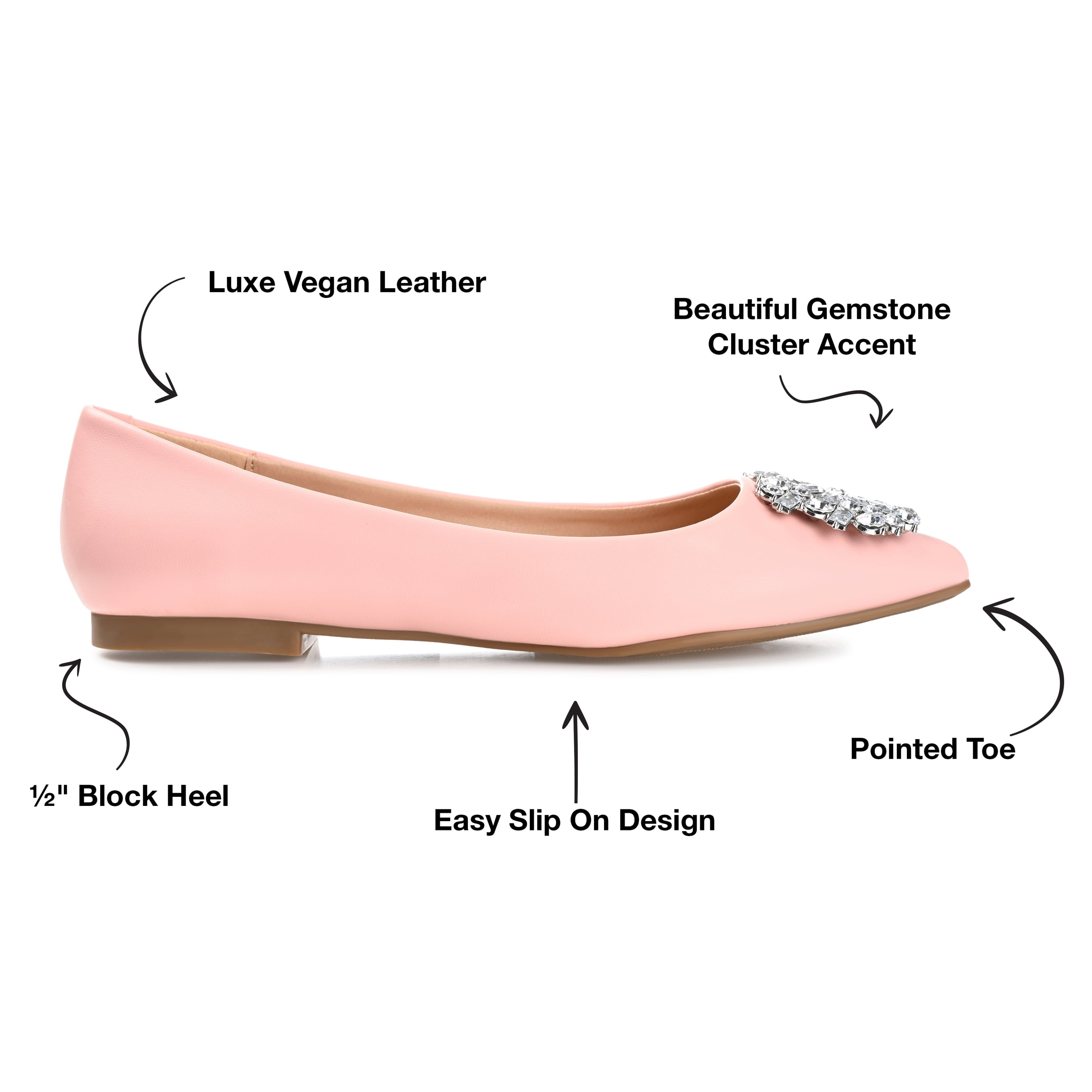 Journee Womens Renzo Slip On Pointed Toe Ballet Dress Flats, Widths Available