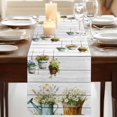 thumbnail image 3 of Table Runners 72 Inches Long Dress Scarves, Spring Daisy Farmhouse Kitchen/Dining Table Runner, Coffee Tablerunners, Country Botanical Floral Wooden Grain 18x72 Inch, 3 of 9