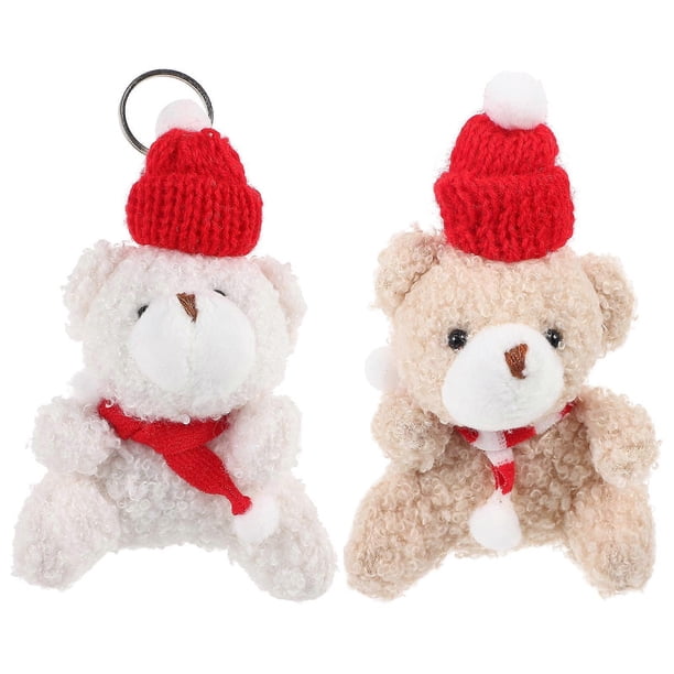 2 pcs Xmas Hat Bear Keychain Pendant Keychain Cute Keychain Decorative Keychain Bag Keychains