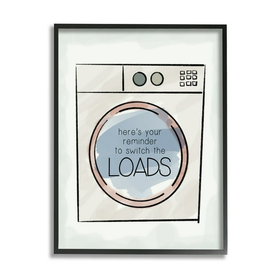 Stupell Industries Switch Laundry Loads Phrase Typography Painting Black Framed Art Print Wall Art, 11 x 14