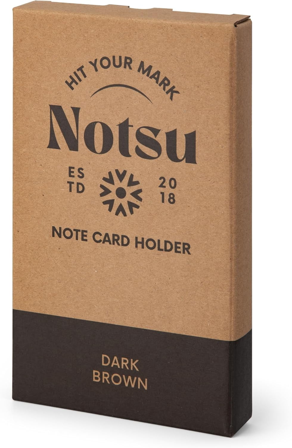 Notsu Note Card Holder | Minimalist 3x5 Inch Index Card Holder Handheld Case in Premium Dark Brown Vegan Leather with 25 To Do List Notecards